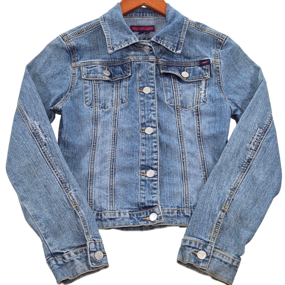 Yuka Jeans Distressed Denim Jean‎ Jacket Women's Small Light Wash
